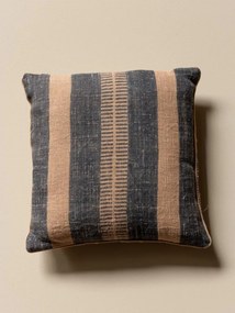 Pernă decorativă din lână și iută, multicolor, țesătură kilim în nuanțe de muștar și verde, finisaj artizanal, 50 x 50 cm, „Moutarde”