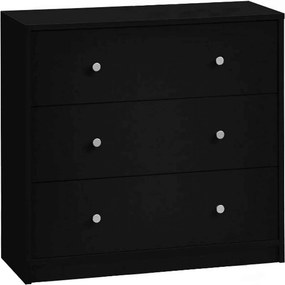 Comoda MAY 3, negru, PAL melaminat, 72x30x68 cm