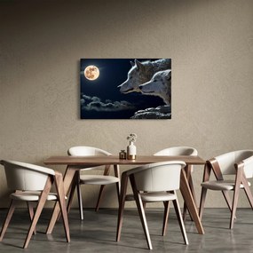 Tablou cu lupi în lună (90x60 cm)