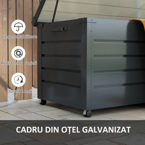 Outsunny Cutie de Depozitare pentru Exterior de 331 Litri cu Roți, Organizator Spațios din Oțel Galvanizat, pentru Terasă și Grădină | Aosom Romania