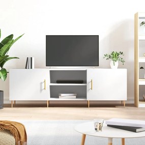 Comoda TV, alb, 150x30x50 cm, lemn compozit