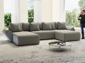 Colțar extensibil dumonde cu ladă de depozitare si sezut confortabil din spuma high-density, Berlin U Royal Grey 380x180 cm