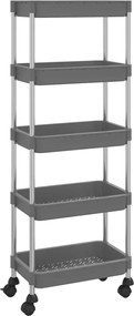 vidaXL Cărucior de bucătărie 5 niveluri gri 42x29x128 cm fier și ABS