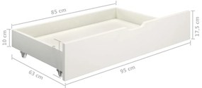 Cadru de pat cu 2 sertare, alb, 200x200 cm, lemn masiv de pin Alb, 200 x 200 cm, 2 Sertare