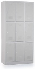 Dulap metalic - 9 cutii, 90 x 45 x 185 cm, inchidere cilindrica, gri - ral 7035