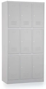 Dulap metalic - 9 cutii, 90 x 45 x 185 cm, inchidere cilindrica, gri - ral 7035