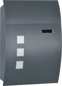 HOMCOM Cutie Postala Curbata din Otel Zincat cu 3 Fante si 2 Chei de Securitate incluse, 45x10x32 cm, Gri | Aosom Romania