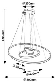 Rabalux 72306 ISAURE – Pendul LED dimmabil pe cablu, 100W/230V, 3000–6500K + telecomandă