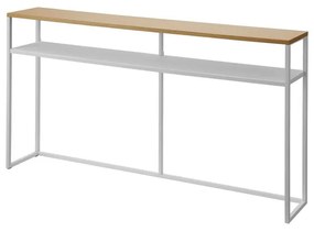 Masă consolă albă/maro deschis cu aspect de lemn de frasin 20,5x126 cm Tower – YAMAZAKI