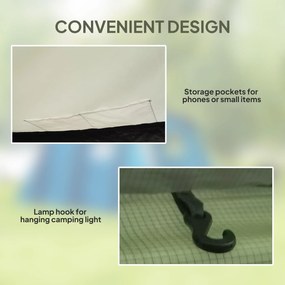 Outsunny Cort Gonflabil Tip Tunel pentru 3-6 Persoane cu Pridvor, Ferestre din Plasă și Husă, Impermeabil, Verde Măsliniu | Aosom Romania