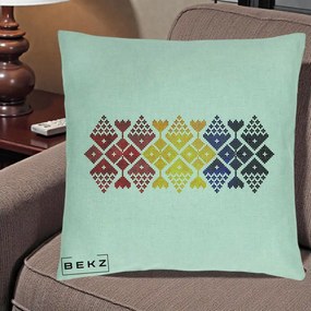 Perna Personalizata Motiv Tricolor Romanesc Broderie, 40x40 cm, Verde Menta, Husa Detasabila, Perna Inclusa, BEKZ®