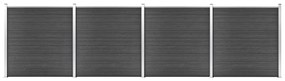 Set de panouri de gard, negru, 699x186 cm, WPC 1, Negru, 4 sectiuni