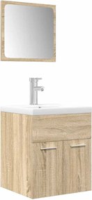 vidaXL Set mobilier de baie, 3 piese, stejar sonoma, lemn prelucrat