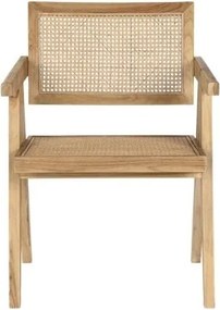 Scaun dining din lemn de tec si rattan, "Teqa"