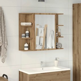 vidaXL Dulap cu oglindă pentru baie Stejar artizanal Lemn prelucrat