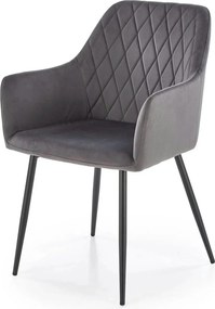 Scaun K558, gri/negru, stofa catifelata/metal, 59x60x86 cm