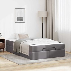 vidaXL Cadru de pat cu saltea Gri 120 x 200 cm Piele artificială