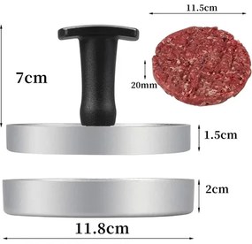 Presa pentru hamburgeri/chiftele aluminiu 11,8cm Perfect Home 10458