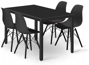 Set de sufragerie negru 1 + 4, masa TESSA 120x60 + scaun OSAKA