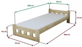 Pat Naomi inaltat 80x200 cm, nuc Saltele: Cu saltele Coco Maxi 23 cm, Lamele de pat: Cu lamele curbate