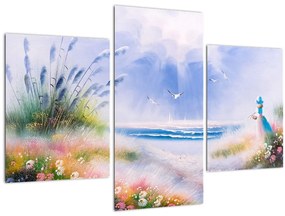 Tablou - Plaja romantică, pictură în ulei (90x60 cm)