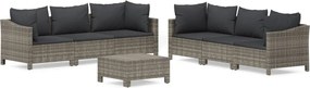 vidaXL Set mobilier de grădină cu perne, 7 piese, gri, poliratan