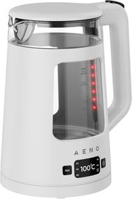 Ceainic electric AENO EK6 AEK0006, 2200 W, 1,7 l, 40-100 °C, STRIX, LED, perete dublu, filtru, bază rotativă la 360°, alb