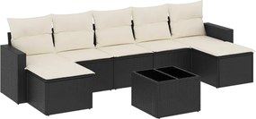 vidaXL Set mobilier de grădină cu perne, 8 piese, negru, poliratan