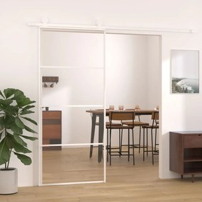 vidaXL Ușă glisantă, alb, 90x205 cm, sticlă ESG și aluminiu