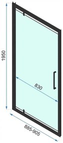 Rea Rapid Swing usi de dus 90 cm inclinabila auriu periat sticla transparenta REA-K2502