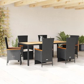 3277517 vidaXL Set mobilier de grădină cu perne, 7 piese, negru, poliratan