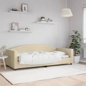 354115 vidaXL Pat de zi, crem, 90x200 cm, material textil