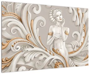 Tablou - Imagine a zeiței într-un fundal ornamental (90x60 cm)