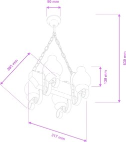 Lustră pe lanț Brilagi QUEEN 4xE14/40W/230V fag/nuc