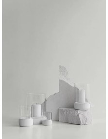 Set 2 sfeșnice din sticlă cu bază din beton Blomus Calma, gri