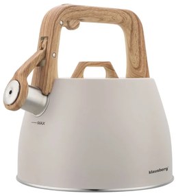 Ceainic cu fluier Klausberg KB-7917, 2,5 l, Maner izolat termic, Inductie, Bej