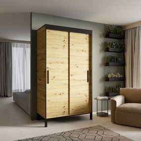 Dulap cu usi glisante 120x221 cm, Baros, ADRK Furniture (Culoare: Alb)