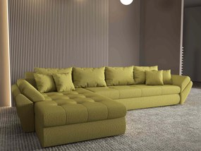 Colțar extensibil dumonde cu ladă de depozitare si sezut confortabil din spuma high-density, Loana XL Enjoy Verde 335x185 cm