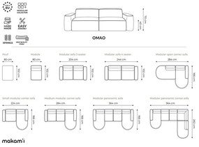 Colțar crem cu tapițerie din chenille (cu colț pe partea dreaptă/cu șezlong) Omao – Makamii
