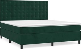 vidaXL Pat box spring cu saltea, verde închis, 180x200 cm, catifea
