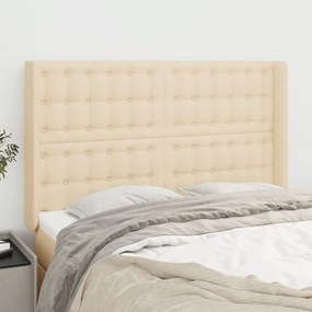3120017 vidaXL Tăblie de pat cu aripioare, crem, 147x16x118/128 cm, textil