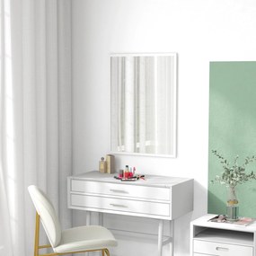 HOMCOM Oglindă de perete rectangulară 60 x 80 cm, ramă din MDF, ideală pentru baie, sufragerie sau dormitor, alb | Aosom Romania