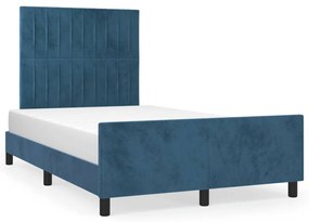 3270594 vidaXL Cadru de pat cu tăblie, albastru închis, 120x190 cm, catifea