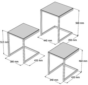 Masă pliabilă Ege Walnut, 3 buc