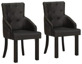 vidaXL Scaune de bucătărie, 2 buc., negru, piele naturală de capră