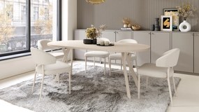 Mazzoni ALDO Bej/picioare bej - MASĂ ROTUNDĂ STIL LOFT PENTRU SALON/SUFRAGERIE EXTENSIBILĂ CU PICIOARE ÎN FORMĂ DE "Y"