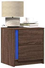 vidaXL Noptiere cu lumini LED, 2 buc., stejar maro, lemn prelucrat