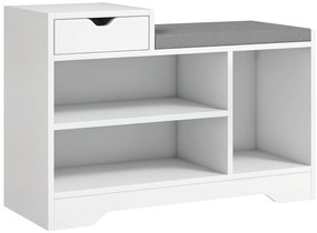 HOMCOM Mobilier și banc pentru pantofi 1 sertar și 3 compartimente, capacitate 5 perechi MDF, 76,5L x 30A x 52Î cm | Aosom Romania