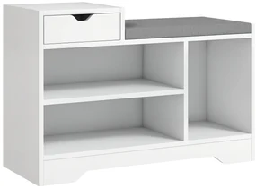 HOMCOM Mobilier și banc pentru pantofi 1 sertar și 3 compartimente, capacitate 5 perechi MDF, 76,5L x 30A x 52Î cm | Aosom Romania