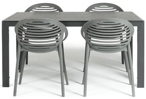Set mobilier de grădină pentru 4 persoane cu scaune gri Joanna și masă Viking, 90 x 150 cm